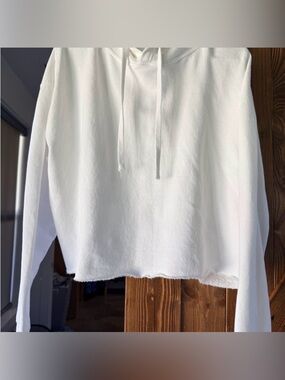 White Cropped Hoodie